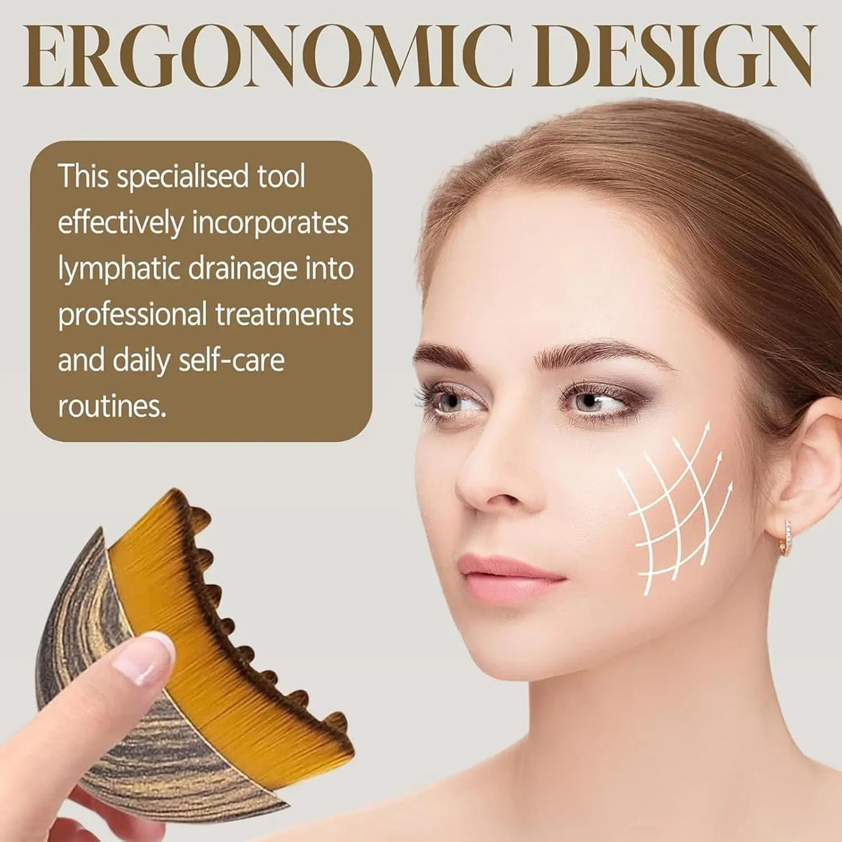 Lymphatic Contour Face Brush Dry Facial Brush Soft Bristles Contoured Lymphatic Massage Tool Home Spa Gentle Exfoliation Brush