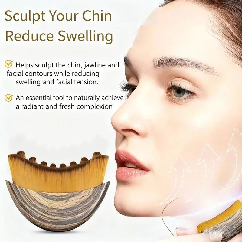 Lymphatic Contour Face Brush Dry Facial Brush Soft Bristles Contoured Lymphatic Massage Tool Home Spa Gentle Exfoliation Brush