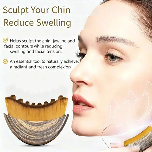 Lymphatic Contour Face Brush Dry Facial Brush Soft Bristles Contoured Lymphatic Massage Tool Home Spa Gentle Exfoliation Brush