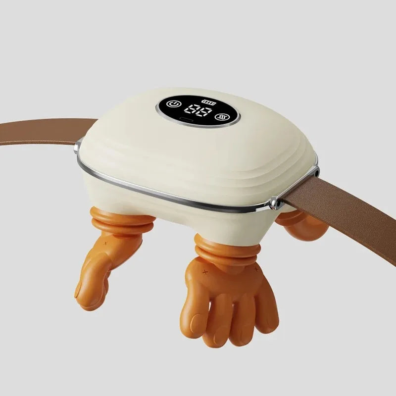 Simulated Small Hand Kneading Cervical Spine Massage Trapezius Muscle Massage LCD Display 3-Speed Mode 2-Level Warm Compress Mas
