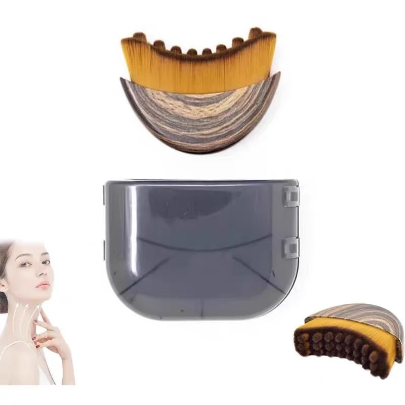 Lymphatic Contour Face Brush Dry Facial Brush Soft Bristles Contoured Lymphatic Massage Tool Home Spa Gentle Exfoliation Brush