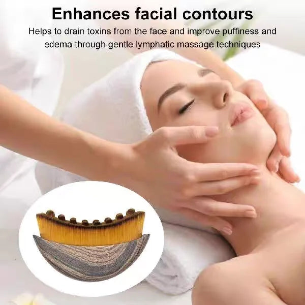 Lymphatic Contour Face Brush Dry Facial Brush Soft Bristles Contoured Lymphatic Massage Tool Home Spa Gentle Exfoliation Brush